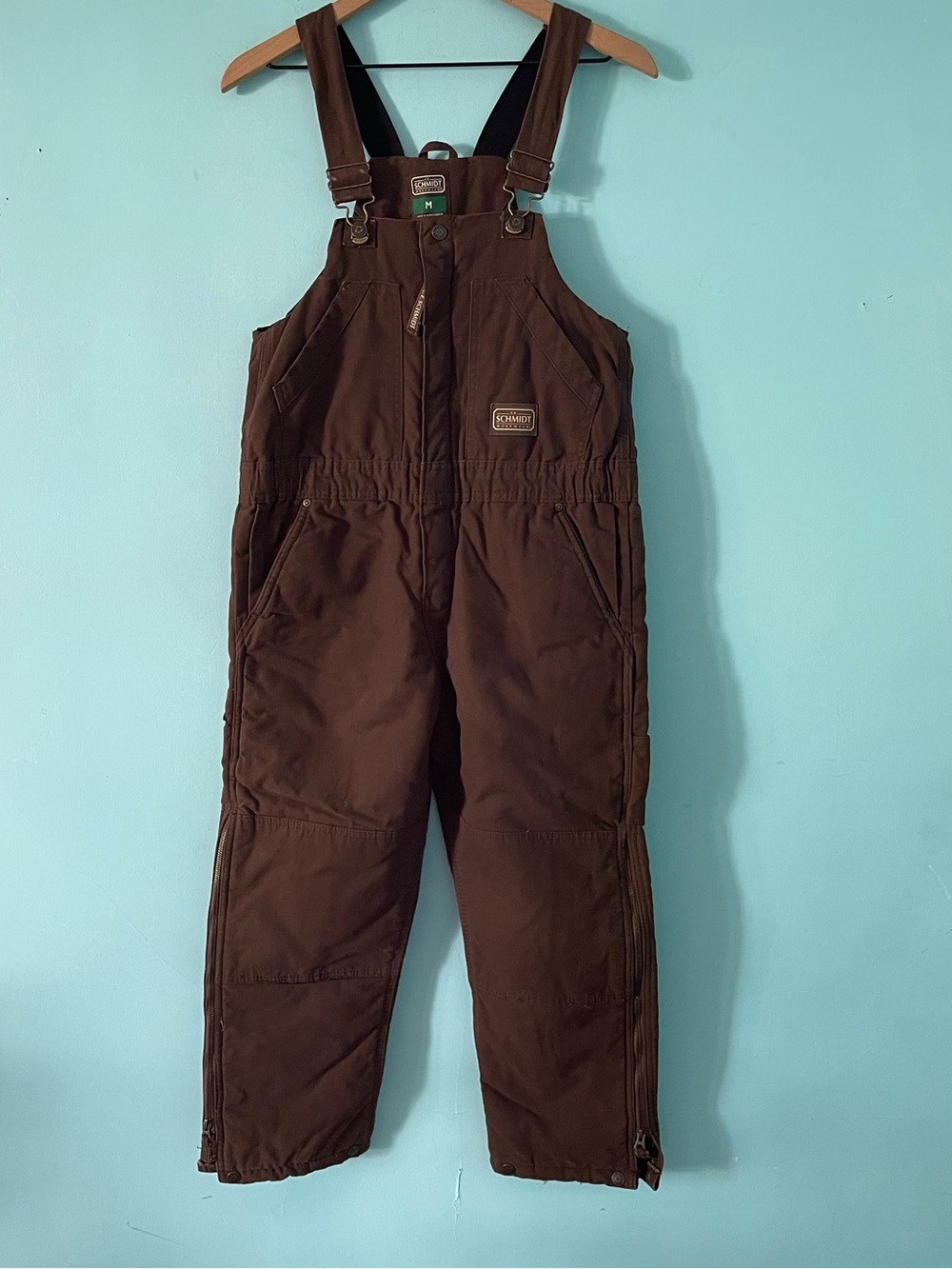 CE Schmidt Workwear Vintage Youth Quilted Canvas Bib Overall M 10-12 Brown Chore